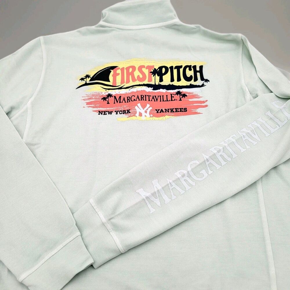 Margaritaville Island Reserve New York Yankees LRG First Pitch 1/4 Zip MintGreen